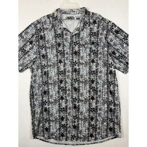 Pipeline Mens 2XL Black White Sea Turtle Tropical Button Down Shirt Stretch